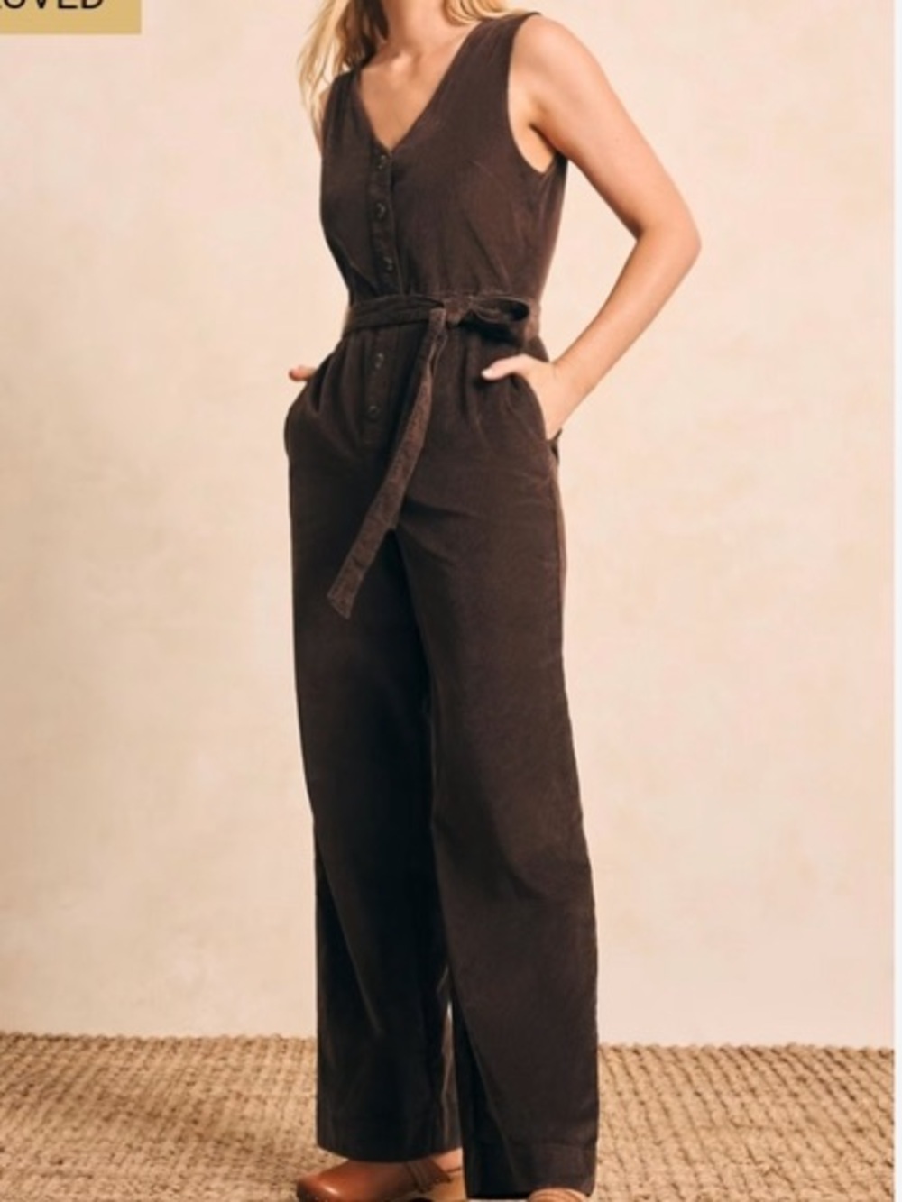 Faherty Brown Stretch Cord Alina Jumpsuit 8